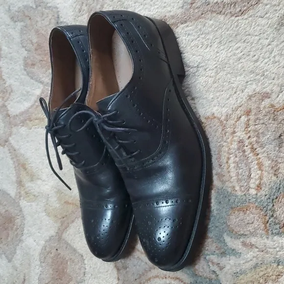 Johnston and Murphy black wingtip oxfords
