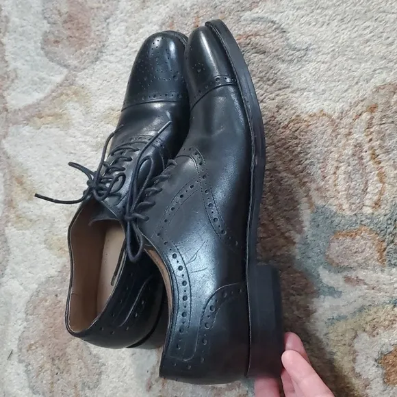 Johnston and Murphy black wingtip oxfords