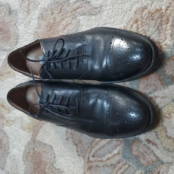 Johnston and Murphy black wingtip oxfords