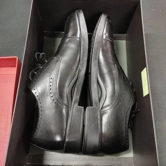 Johnston and Murphy Maddox Black Cap Toe Leather Oxfords 10 XW