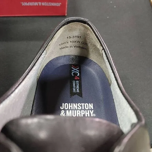 Johnston and Murphy Maddox Black Cap Toe Leather Oxfords 10 XW