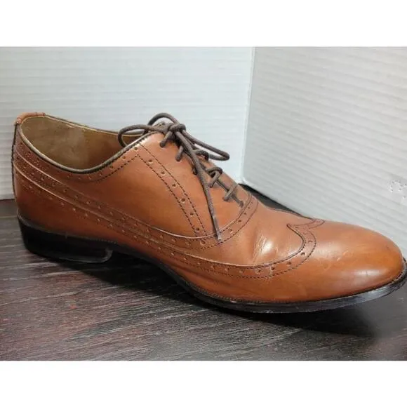 Johnston Murphy Bradford Sheepskin Wingtip Oxford Tan Size 11.5