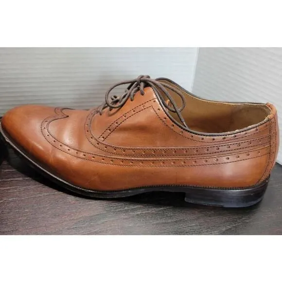 Johnston Murphy Bradford Sheepskin Wingtip Oxford Tan Size 11.5