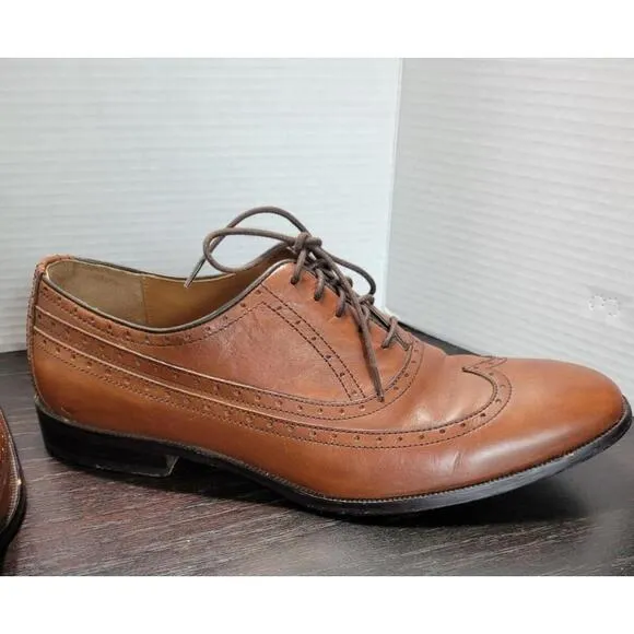 Johnston Murphy Bradford Sheepskin Wingtip Oxford Tan Size 11.5
