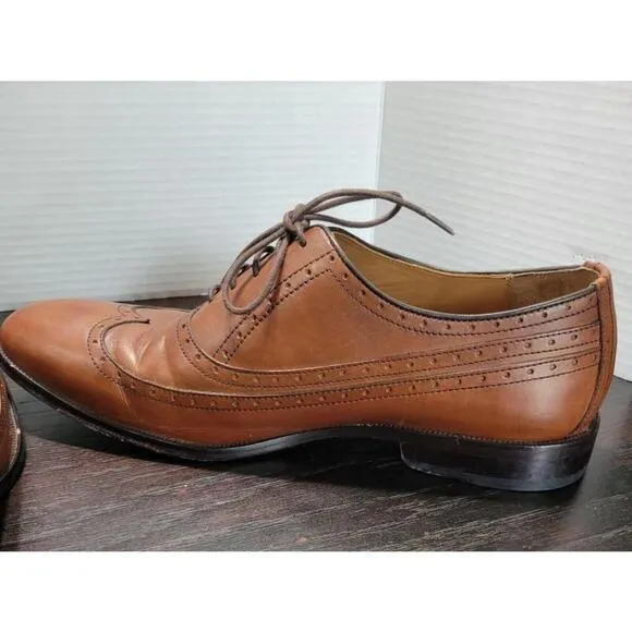 Johnston Murphy Bradford Sheepskin Wingtip Oxford Tan Size 11.5