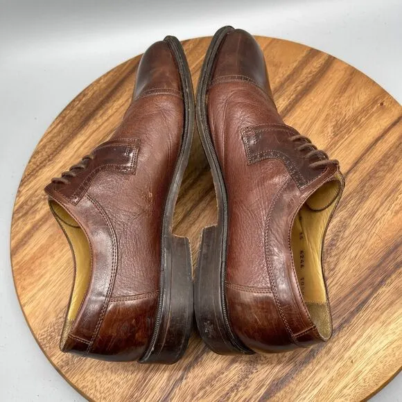Johnston Murphy Cellini Oxfords Mens Size 10.5 M Deerskin Cap Toe Novick Brown