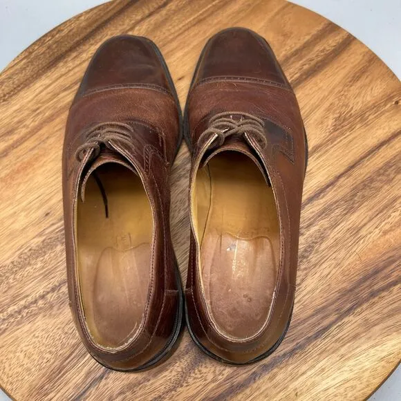 Johnston Murphy Cellini Oxfords Mens Size 10.5 M Deerskin Cap Toe Novick Brown