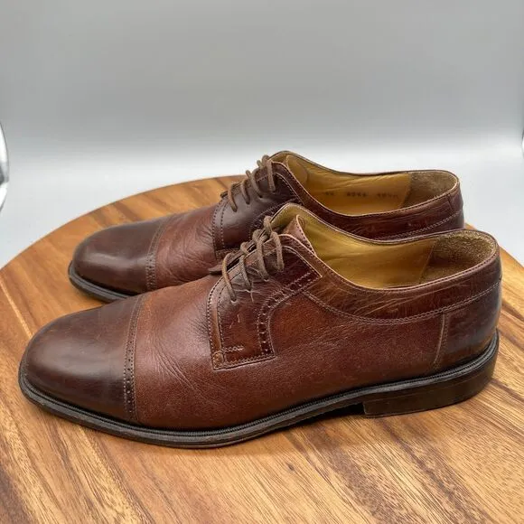 Johnston Murphy Cellini Oxfords Mens Size 10.5 M Deerskin Cap Toe Novick Brown