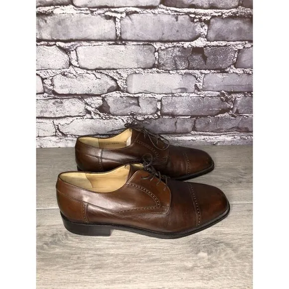 Johnston Murphy Domani Brown Leather Cap Toe Oxfords Shoes Men’s Sz 9M US/42EU