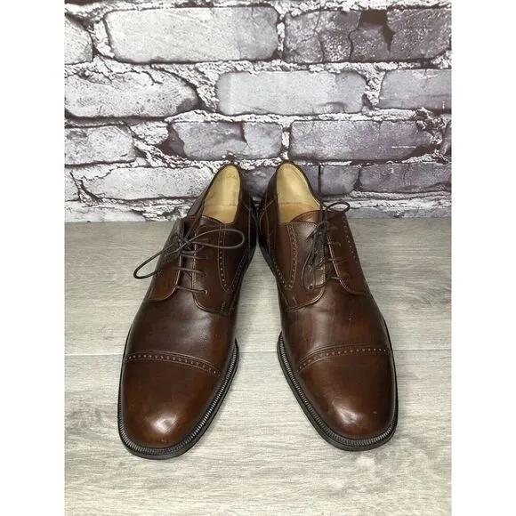 Johnston Murphy Domani Brown Leather Cap Toe Oxfords Shoes Men’s Sz 9M US/42EU