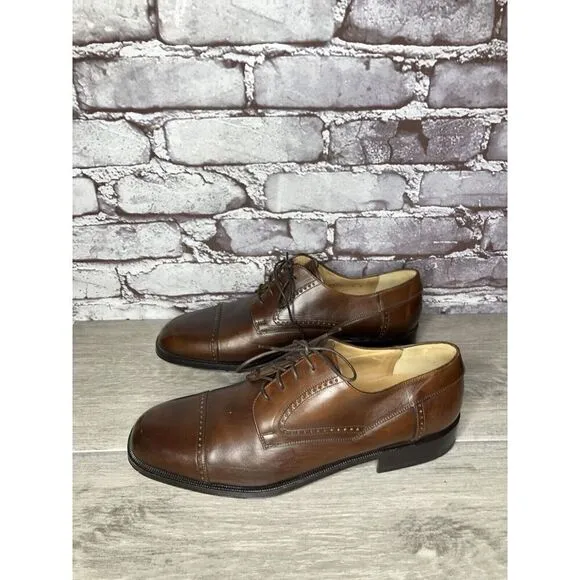 Johnston Murphy Domani Brown Leather Cap Toe Oxfords Shoes Men’s Sz 9M US/42EU