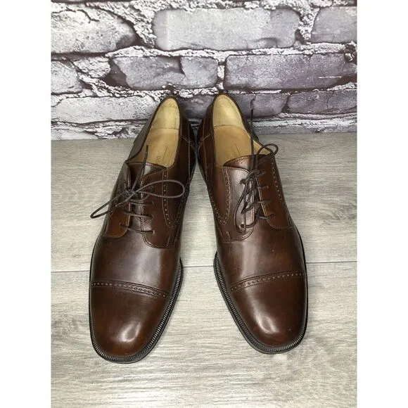 Johnston Murphy Domani Brown Leather Cap Toe Oxfords Shoes Men’s Sz 9M US/42EU