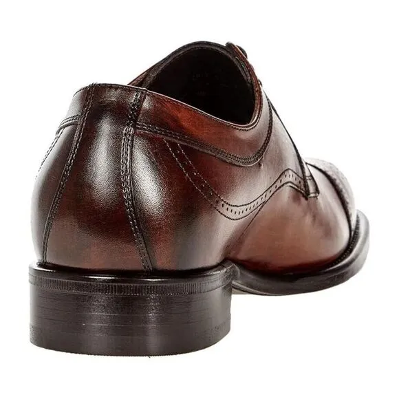 Johnston &amp; Murphy Ellsworth Cap Toe Oxfords Men's 10 Brown Leather Shoes ZPO1557