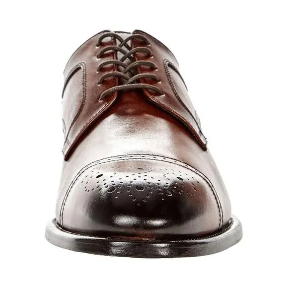 Johnston &amp; Murphy Ellsworth Cap Toe Oxfords Men's 10 Brown Leather Shoes ZPO1557