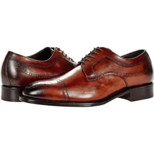 Johnston &amp; Murphy Ellsworth Cap Toe Oxfords Men's 10 Brown Leather Shoes ZPO1557