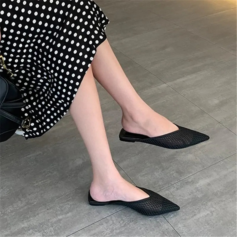 Jolanda® | Flat Mules With A Mesh Pattern