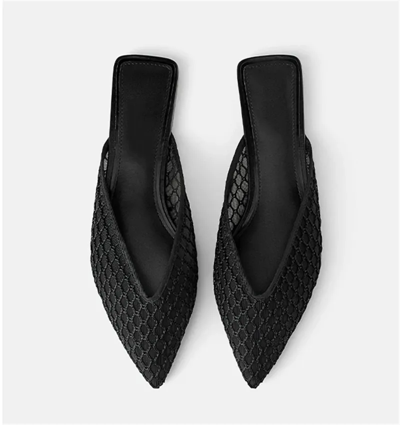 Jolanda® | Flat Mules With A Mesh Pattern
