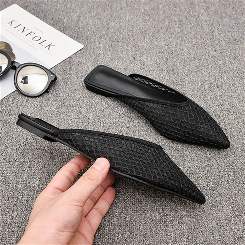 Jolanda® | Flat Mules With A Mesh Pattern