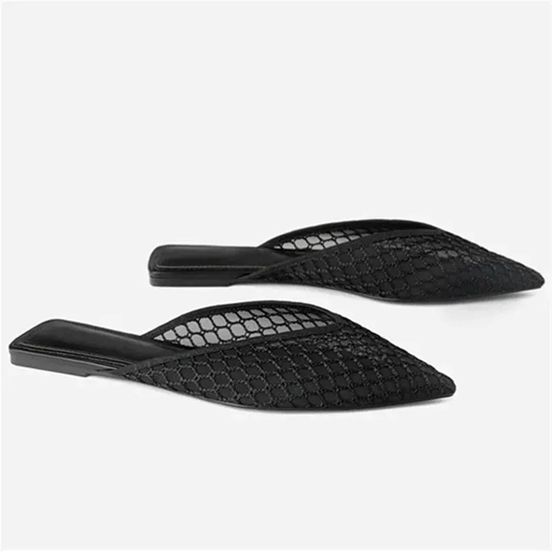 Jolanda® | Flat Mules With A Mesh Pattern