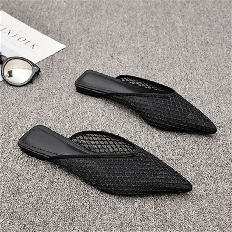 Jolanda® | Flat Mules With A Mesh Pattern