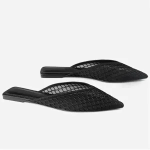 Jolanda® | Flat Mules With A Mesh Pattern