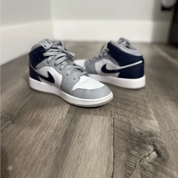 Jordan Gray and Blue Sneakers Classic Design