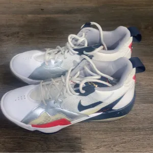 Jordan White and Blue Athletic Shoes for Performance
