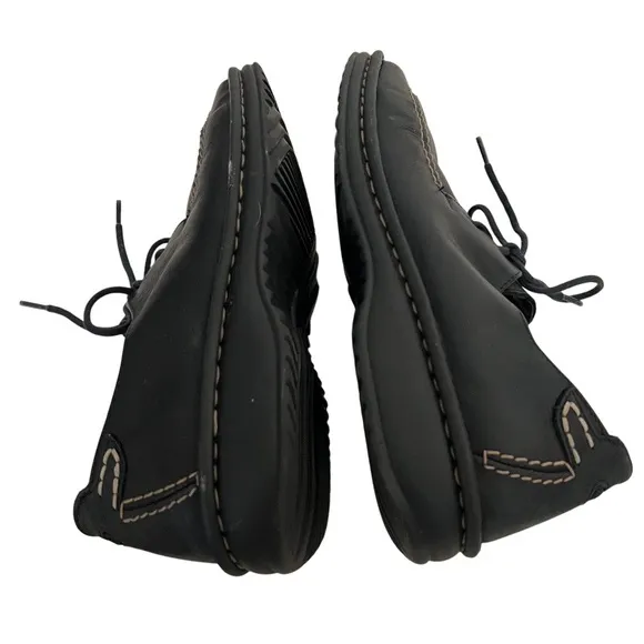 JOSEF SEIBEL Black Leather Shoes Oxfords Laced Contrast Stitching Womens Size 37
