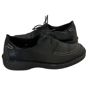 JOSEF SEIBEL Black Leather Shoes Oxfords Laced Contrast Stitching Womens Size 37
