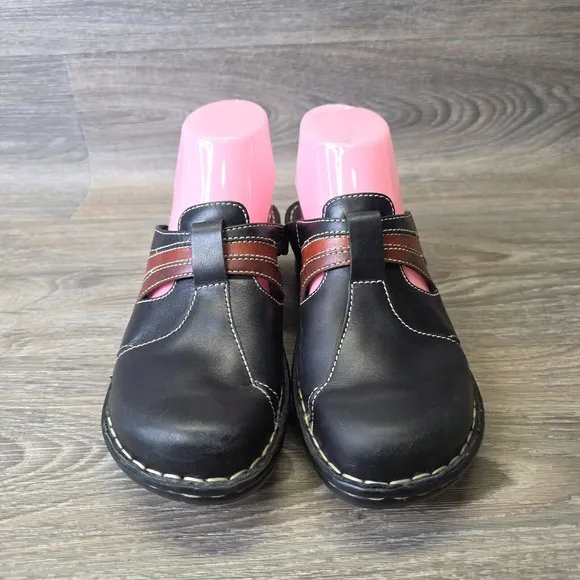 Josef Seibel Clogs Womens 7/7.5 EU 38 Black Leather  Slip On Comfort Shoes