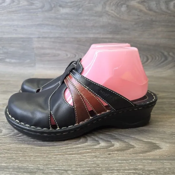 Josef Seibel Clogs Womens 7/7.5 EU 38 Black Leather  Slip On Comfort Shoes