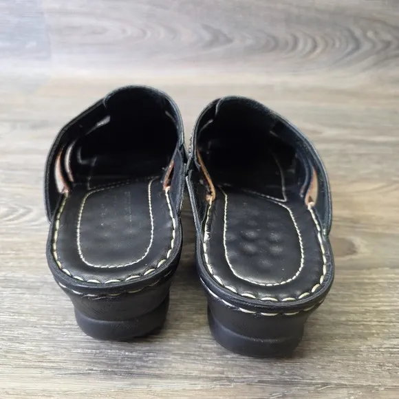 Josef Seibel Clogs Womens 7/7.5 EU 38 Black Leather  Slip On Comfort Shoes