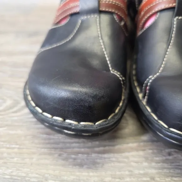 Josef Seibel Clogs Womens 7/7.5 EU 38 Black Leather  Slip On Comfort Shoes