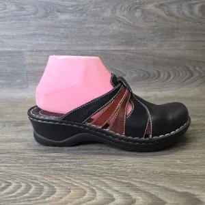 Josef Seibel Clogs Womens 7/7.5 EU 38 Black Leather  Slip On Comfort Shoes
