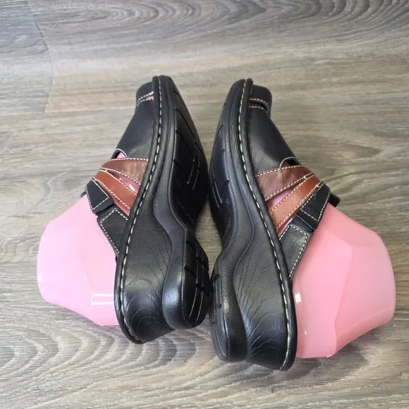 Josef Seibel Clogs Womens 7/7.5 EU 38 Black Leather  Slip On Comfort Shoes