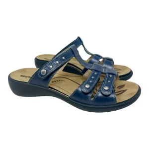 Josef Seibel Romika Women’s Studded Leather Adjustable Mule Blue Size 6.5/37 EUR