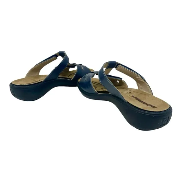 Josef Seibel Romika Women’s Studded Leather Adjustable Mule Blue Size 6.5/37 EUR