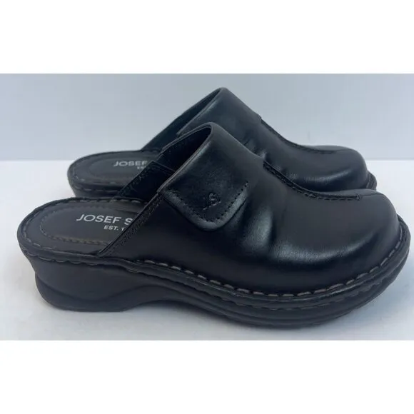 Josef Seibel Womens Black Leather Clog Carole (56308) EU 37 US 6-6.5