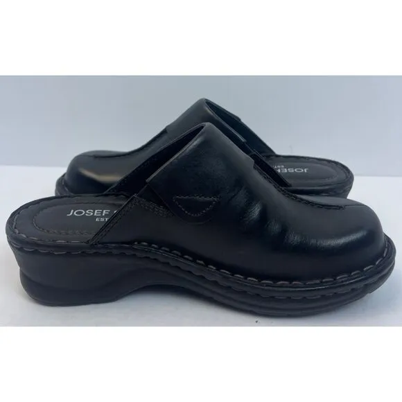 Josef Seibel Womens Black Leather Clog Carole (56308) EU 37 US 6-6.5