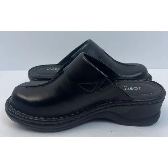 Josef Seibel Womens Black Leather Clog Carole (56308) EU 37 US 6-6.5