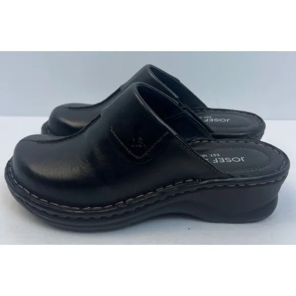 Josef Seibel Womens Black Leather Clog Carole (56308) EU 37 US 6-6.5