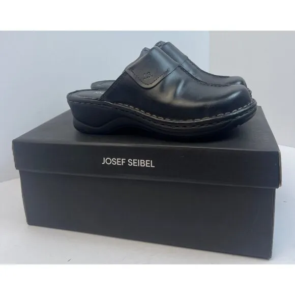 Josef Seibel Womens Black Leather Clog Carole (56308) EU 37 US 6-6.5