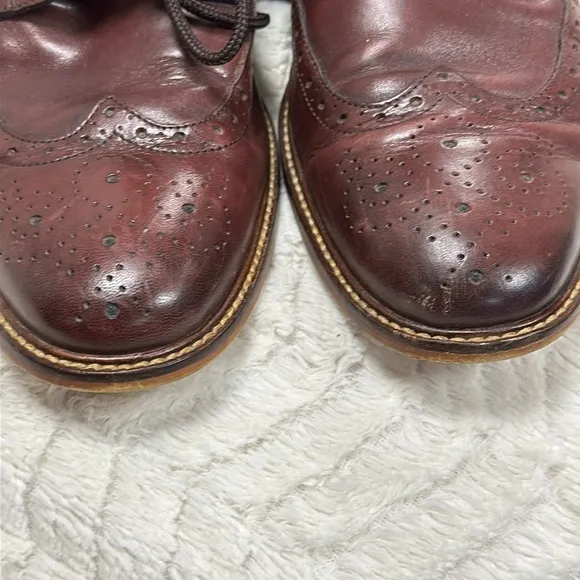 Joseph Abboud Burgundy Leather Wingtip  Lace Up Men's Oxfords, size 10