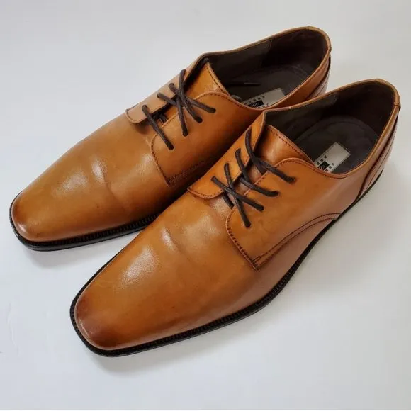 Joseph Abboud plain toe tan leather oxfords