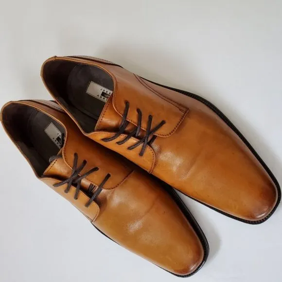 Joseph Abboud plain toe tan leather oxfords