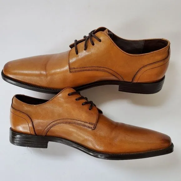 Joseph Abboud plain toe tan leather oxfords