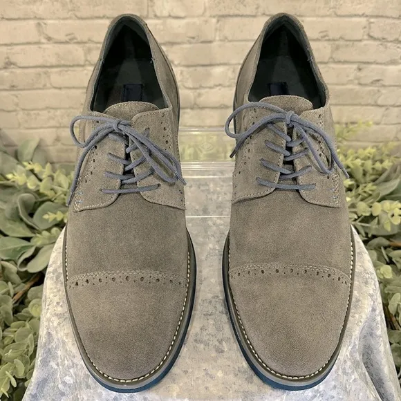 JOSEPH ABBOUD “Robert” Gray Suede Leather Captoe Wingtip Oxfords Mens 11M🩶VGUC