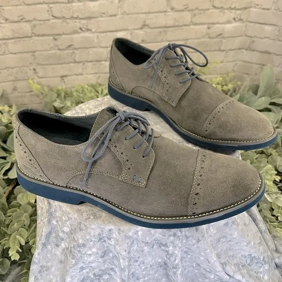 JOSEPH ABBOUD “Robert” Gray Suede Leather Captoe Wingtip Oxfords Mens 11M🩶VGUC