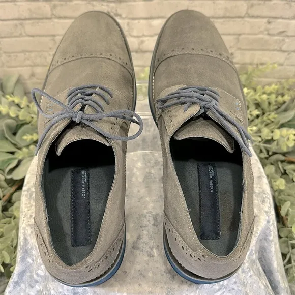 JOSEPH ABBOUD “Robert” Gray Suede Leather Captoe Wingtip Oxfords Mens 11M🩶VGUC