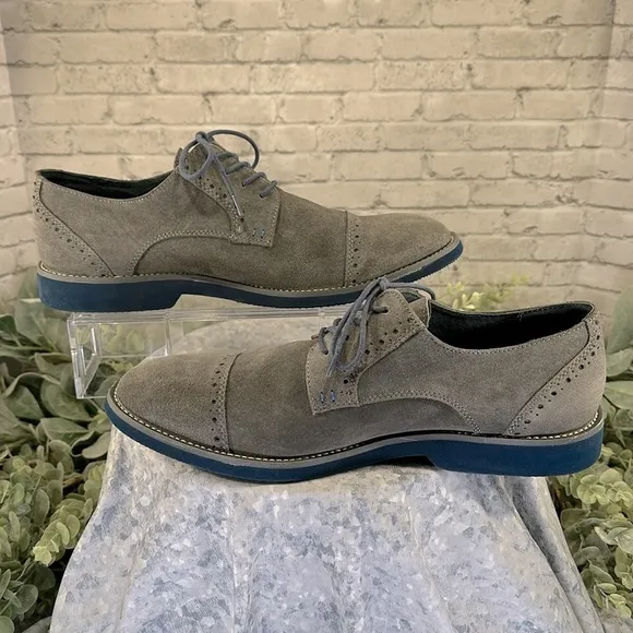 JOSEPH ABBOUD “Robert” Gray Suede Leather Captoe Wingtip Oxfords Mens 11M🩶VGUC